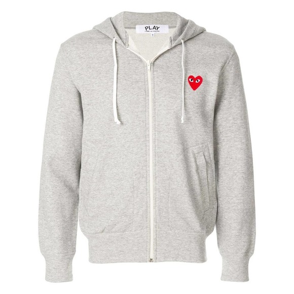 Comme des Garcons Other - COMME DES GARCONS PLAY GRAY FULL ZIP HOODIE WITH RED HEART SIZE EXTRA LARGE